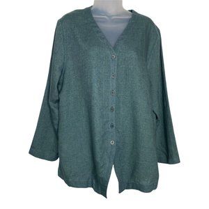 Eileen Fisher Shirt Linen Blend Button Down Size 1